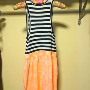HURLEY Sleeveless Dress Black White & Orange Womens Small